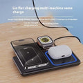 3-in-1 Wireless Charging Station charging smartphone, smartwatch, and earbuds simultaneously on a sleek design.
