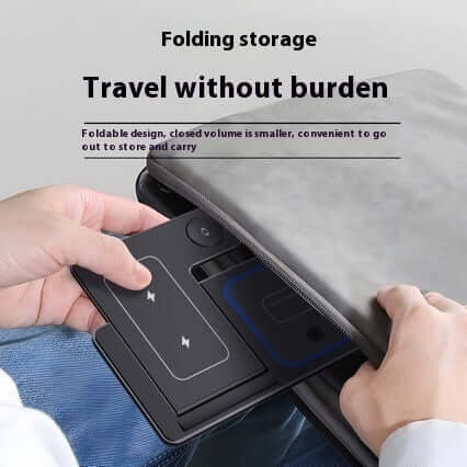 3-in-1 Wireless Charging Station with foldable storage for convenient travel and organization.